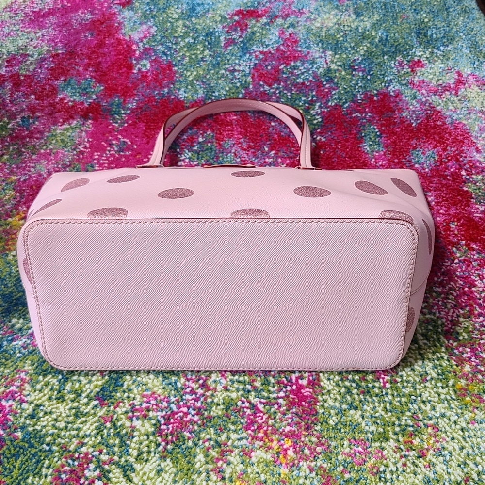 NWT - Kate Spade - Hani, Haven Lane Glitter Pink Polka Dot Tote - Picture 6 of 16